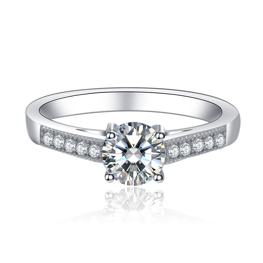 Round Clear CZ Vintage Engagement Ring
